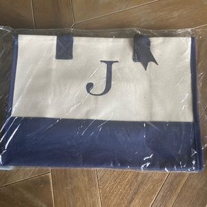 Beach tote with J initial